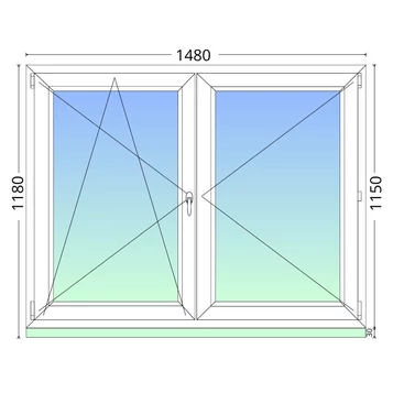 120x150cm, középen felnyíló váltószárnyas kétrétegű üvegezésű, fehér műanyag ablak