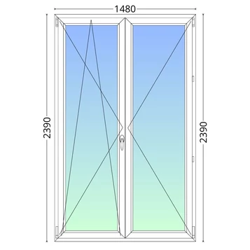 150x240cm, háromrétegű üvegezésű, fehér műanyag erkélyajtó