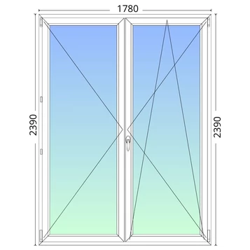 180x240cm, kétrétegű üvegezésű, fehér műanyag erkélyajtó