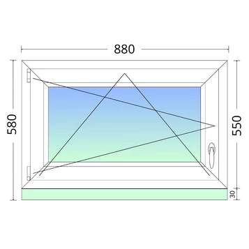 90x60cm, háromrétegű üvegezésű, fehér műanyag ablak 90x60cm, háromrétegű üvegezésű, fehér műanyag ablak
