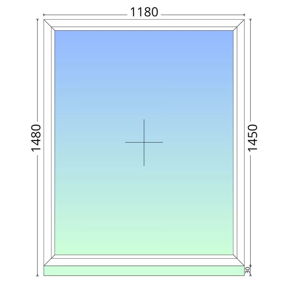 120x150cm, fix, háromrétegű üvegezésű, fehér Green EVO 76 műanyag ablak
