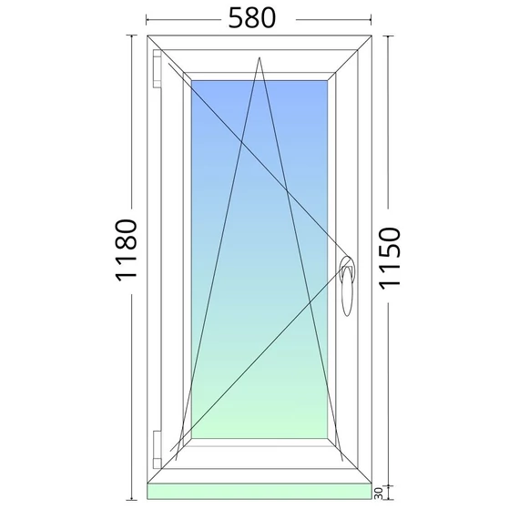 60x120cm, bukó-nyíló, balos, kétrétegű üvegezésű, fehér EkoSun 70 műanyag ablak