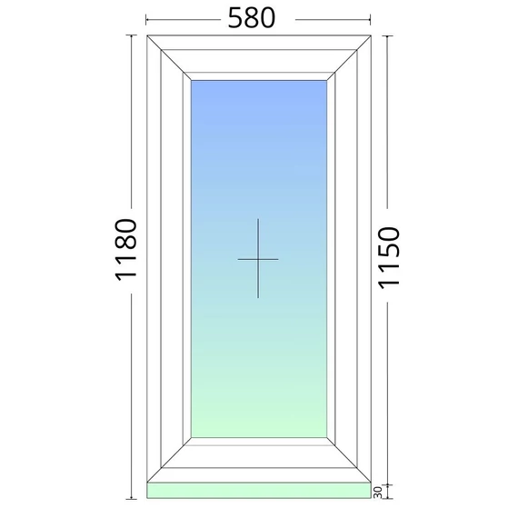 60x120cm, fix, kétrétegű üvegezésű, fehér EkoSun 70 műanyag ablak