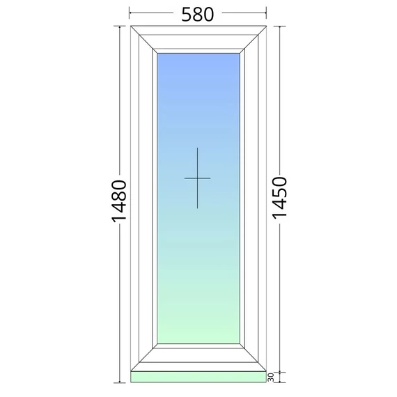 60x150cm, fix, kétrétegű üvegezésű, fehér EkoSun 70 műanyag ablak