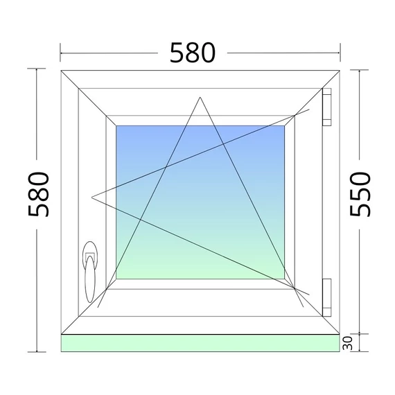 60x60cm, bukó-nyíló, jobbos, kétrétegű üvegezésű, fehér EkoSun 70 műanyag ablak