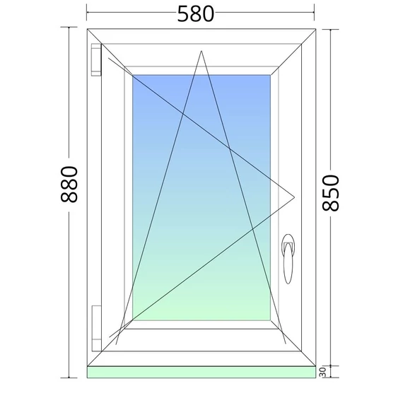 60x90cm, bukó-nyíló, balos, kétrétegű üvegezésű, fehér EkoSun 70 műanyag ablak
