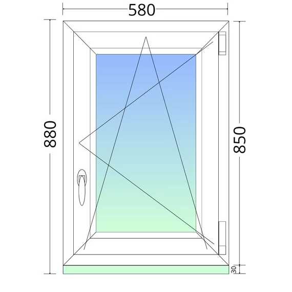 60x90cm, bukó-nyíló, jobbos, kétrétegű üvegezésű, fehér EkoSun 70 műanyag ablak