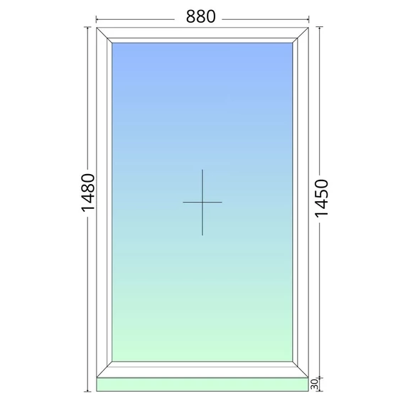 90x150cm, fix, kétrétegű üvegezésű, fehér EkoSun 70 műanyag ablak
