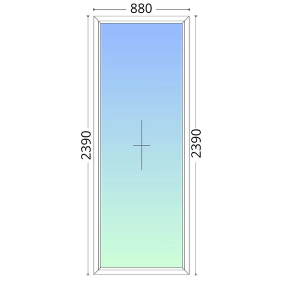 90x240cm, fix, kétrétegű üvegezésű, fehér EkoSun 70 műanyag erkélyajtó