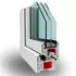 Kép 2/2 - 120x120cm, bukó-nyíló, jobbos, háromrétegű üvegezésű, fehér Active Plus Therm műanyag ablak