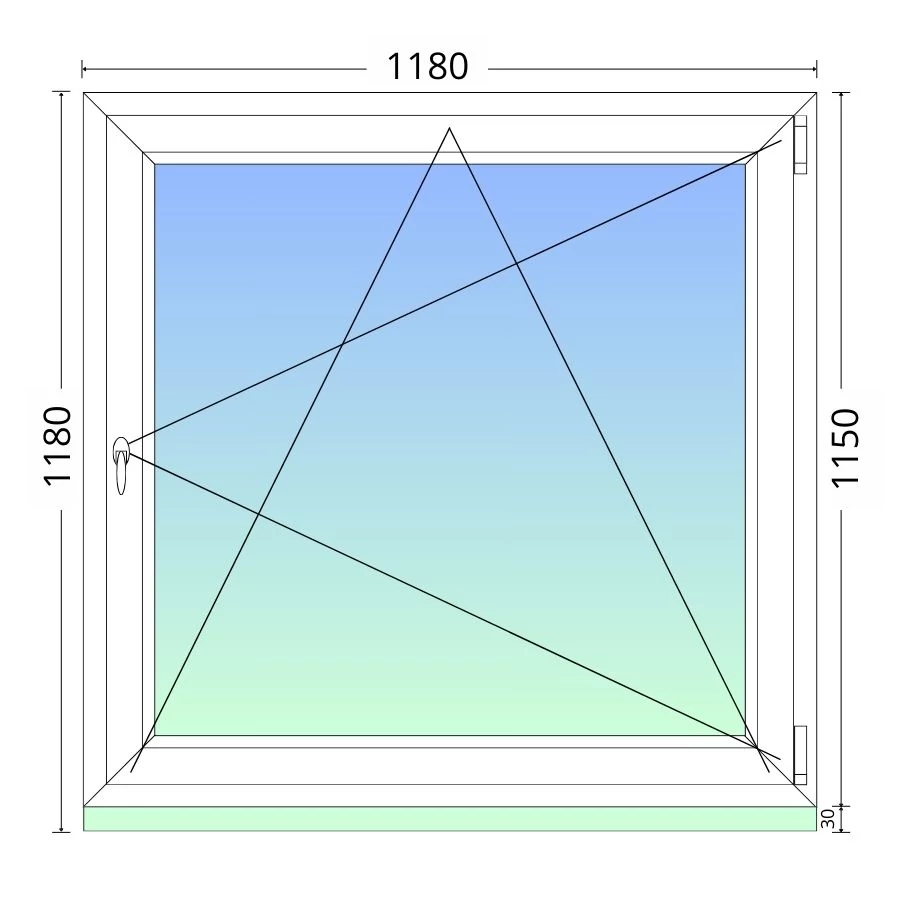 120x120cm, bukó-nyíló, jobbos, háromrétegű üvegezésű, fehér Active Plus Therm műanyag ablak