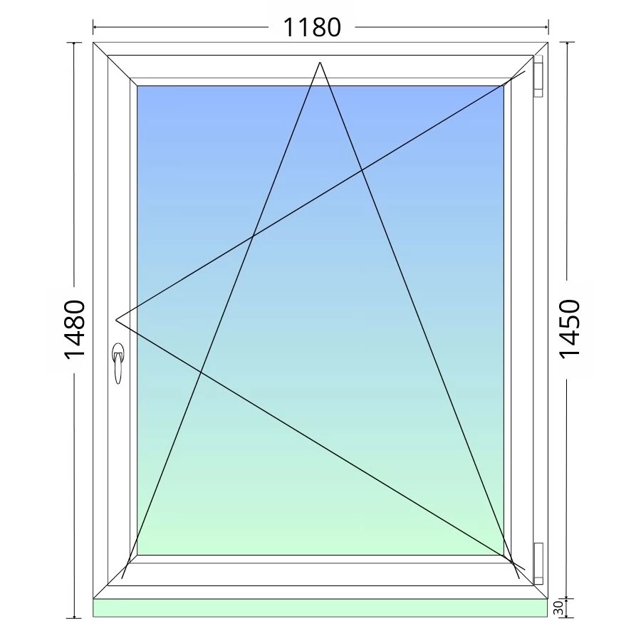 120x150cm, bukó-nyíló, jobbos, háromrétegű üvegezésű, fehér Active Plus Therm műanyag ablak
