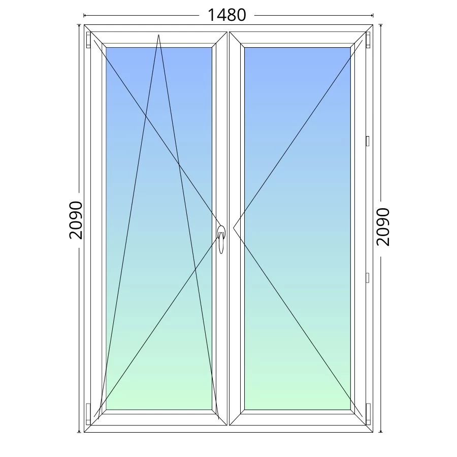 UTOLSÓ DARABOK_150x210cm, középen felnyíló váltószárnyas erkélyajtó, balos, háromrétegű üvegezésű, fehér Active Plus Therm erkélyajtó_Maco_Vasalattal