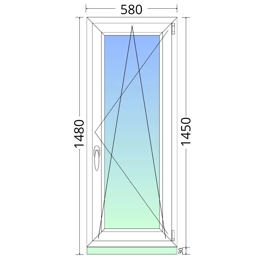 60x150cm, bukó-nyíló, jobbos, háromrétegű üvegezésű, fehér Active Plus Therm műanyag ablak