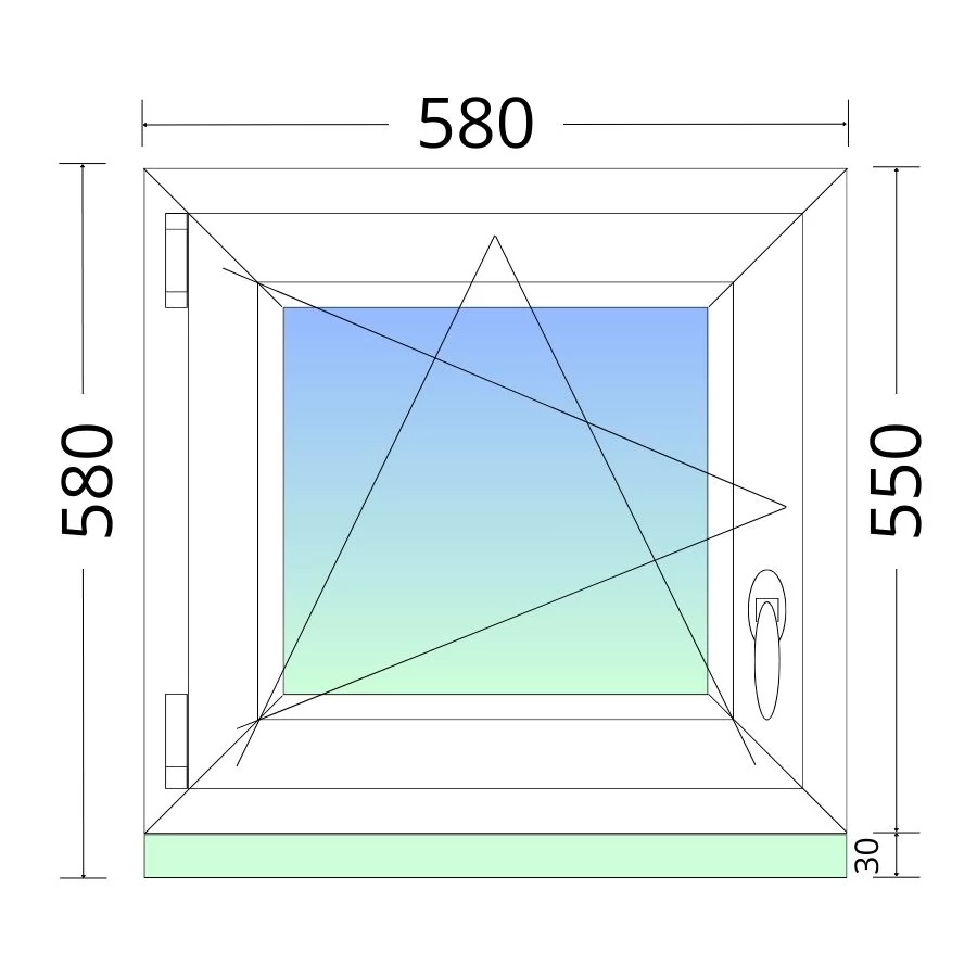 60x60cm, bukó-nyíló, balos, háromrétegű üvegezésű, fehér Active Plus Therm műanyag ablak