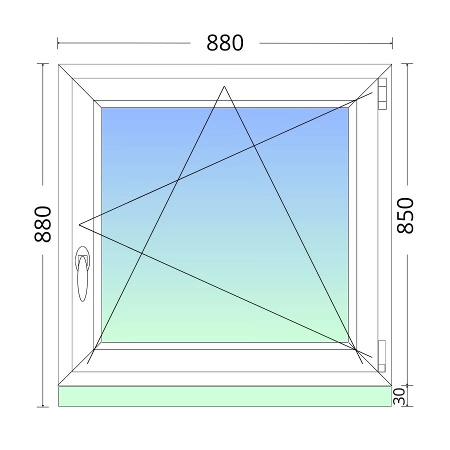 90x90cm, bukó-nyíló, jobbos, kétrétegű üvegezésű, fehér Active műanyag ablak